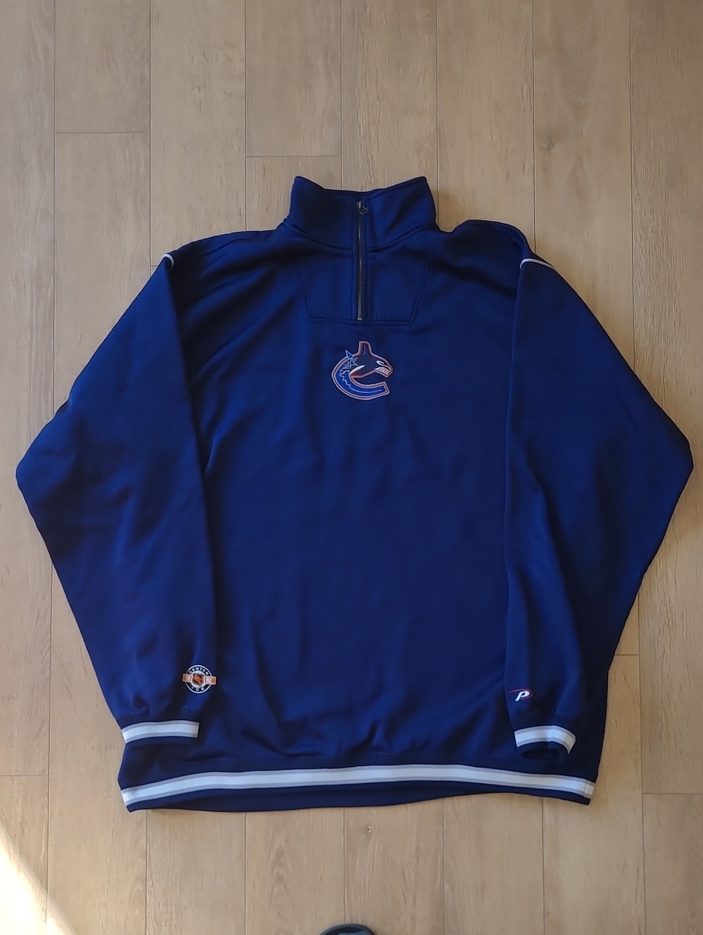 Y2K Vancouver Canucks Navy Blue quarter-zip pul Pro Player
